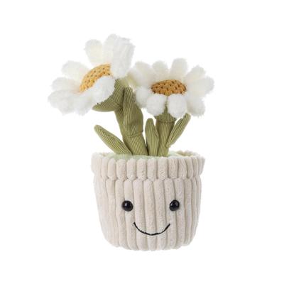Abrikoos Lam Potted Daisy Pluche Speelgoed voor Kinderen, Zachte en Schattige Pluizige Potted Daisy voor Meisjes en Jongens, 25cm