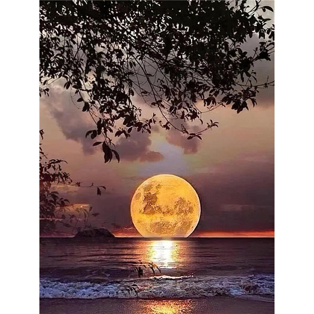DIY 5D Diamond Painting The Magic Moon Diamond Mosaic Cross Stitch Kits Home Decoration Full Round Diamond Embroidery