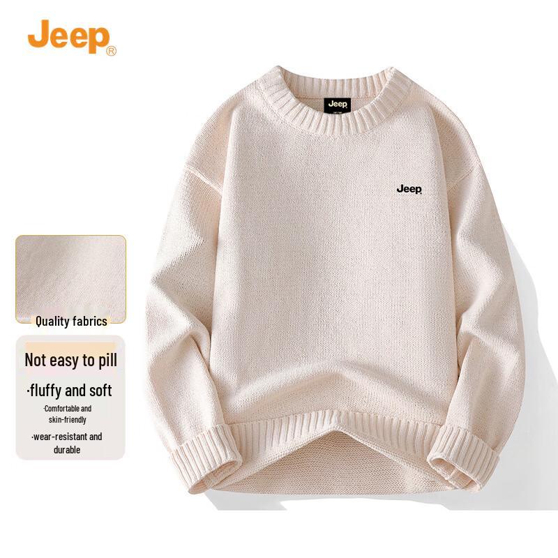 Jeep Men's Casual Round Neck Long Sleeve Sweater