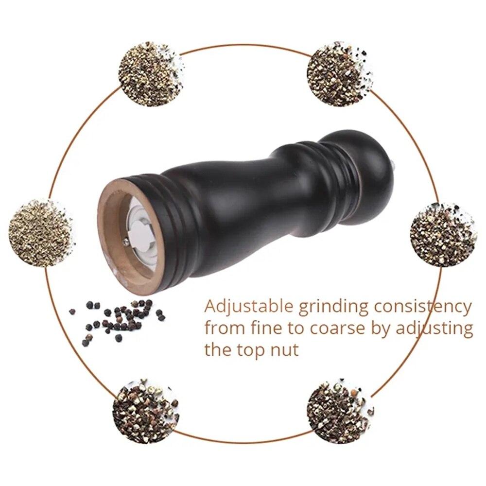 1PC Pepper Mill with Strong Adjustable Ceramic Grinder Manual Control Kitchen Cooking BBQ Tools Salt and Pepper Mills Wood Tools