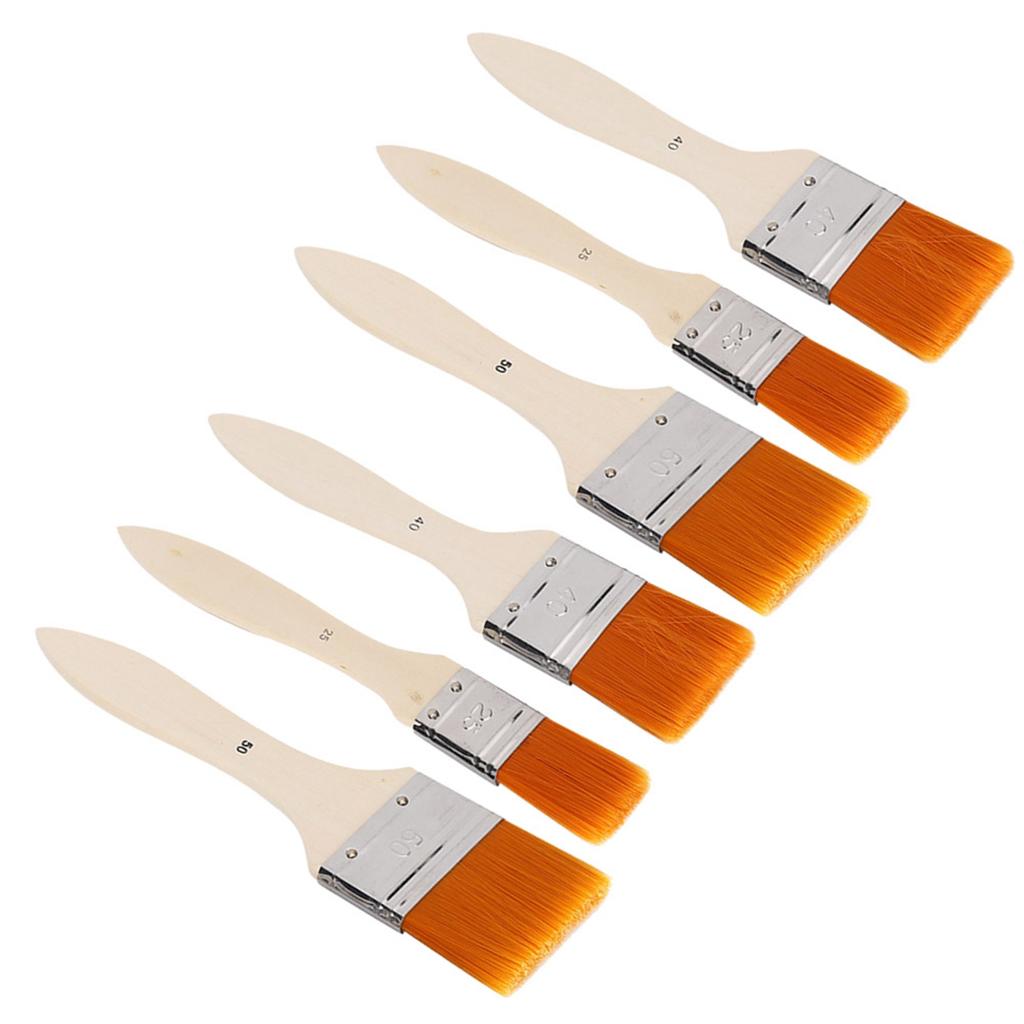 Set 6 Pensule Pictură în Ulei Pensulă Păr de Nailon Interfață Tub de Aluminiu Corp de Pix din Lemn