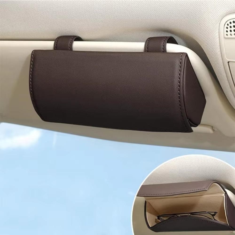 Leather Auto Organizer Box Protective Glasses Protective Box Durable Vehicle Visor Case  Woman Man