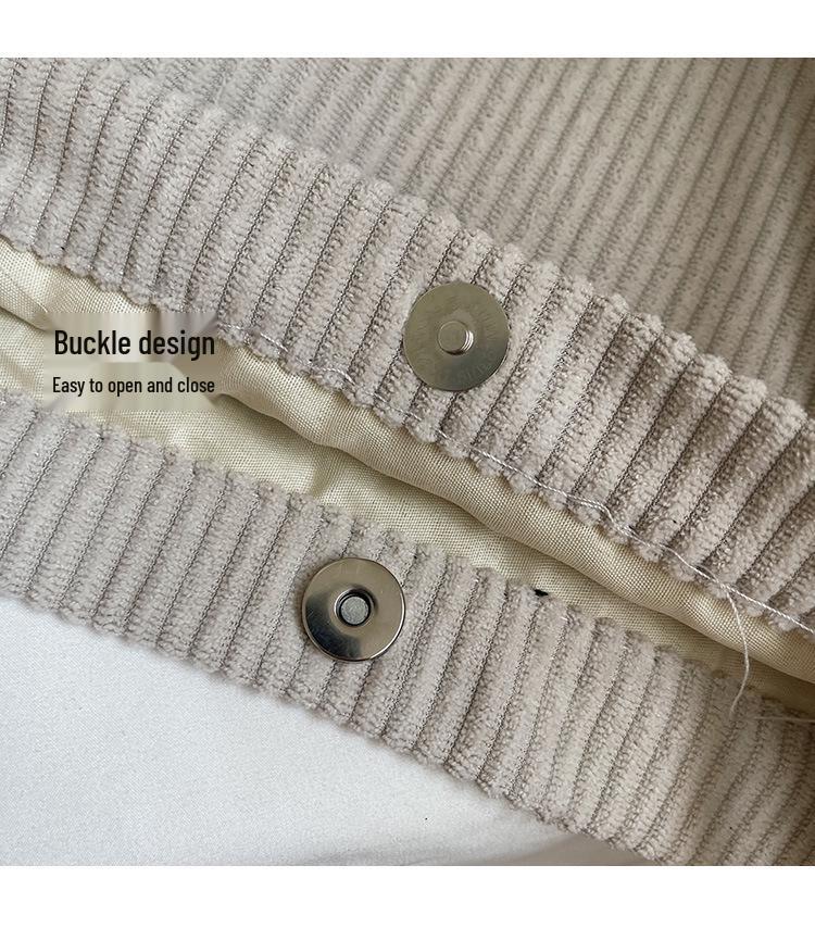 Retro Kord Große Kapazität Tragetasche - Einfache, einfarbige Damen Schultertasche