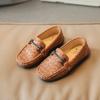 Black Children's Boat Shoes  Four Seasons New Wild Belt Metal Boy Party Kids Fashion Performance Shoes Classic Britain Style