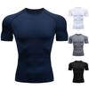 Rundhals Kurzarm Dünnes Einfarbiges Herren T-Shirt Sommer Laufen Kompressions-T-Shirt Streetwear
