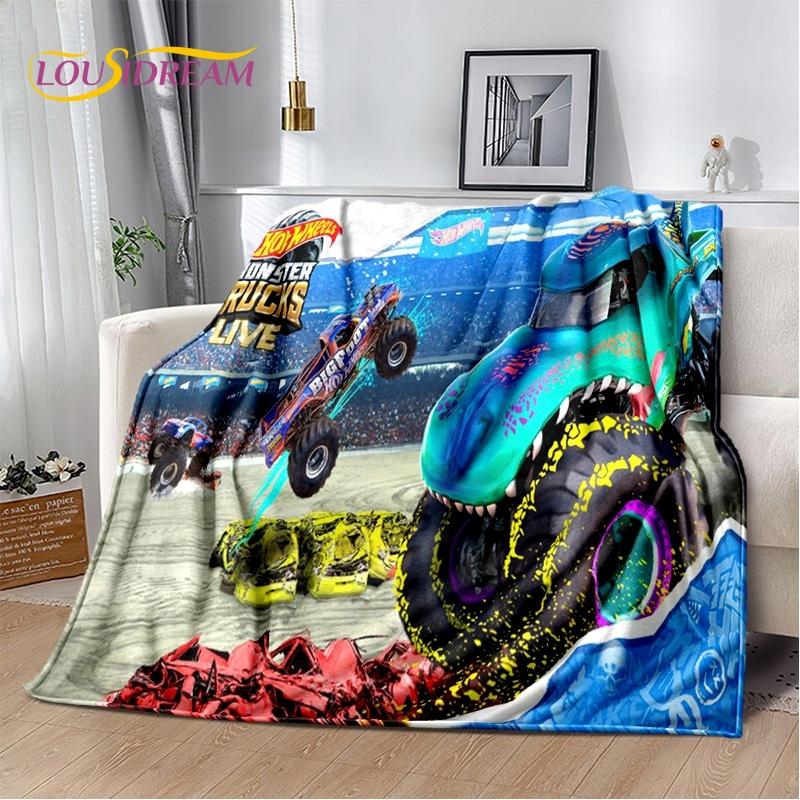 Monster Truck 3D Monster Jam Cartoon Weiche Decken, Warme Kuscheldecke Bequeme Decke für Picknick Betten Sofa Haus Schlafzimmer