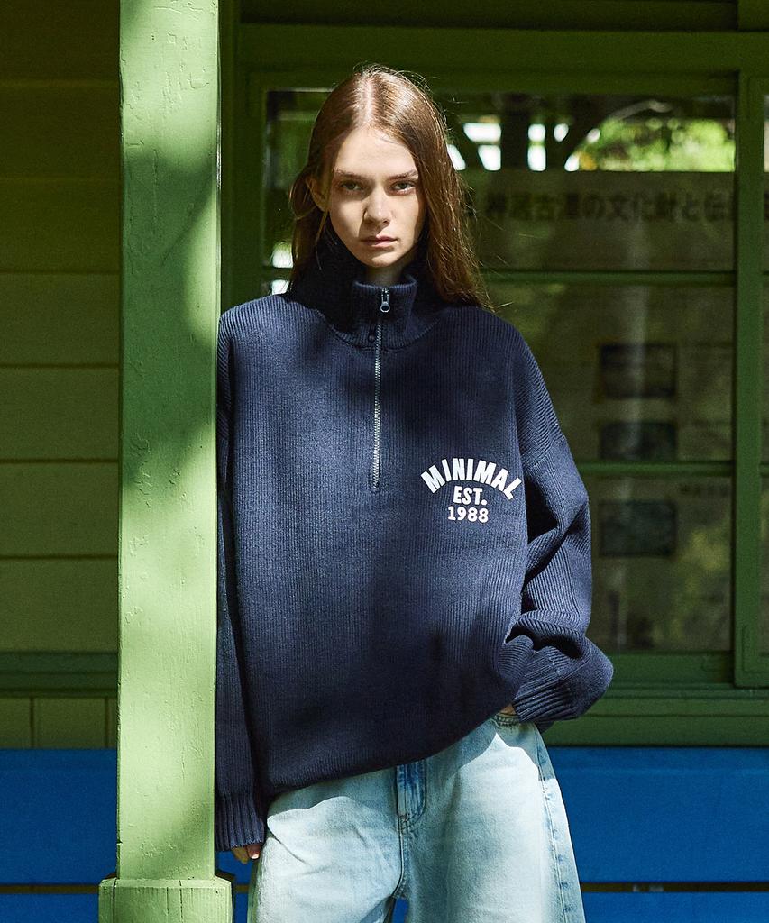 MINIMALPROJECT Half-Zip Turtleneck Knit Mnt115 [Navy]