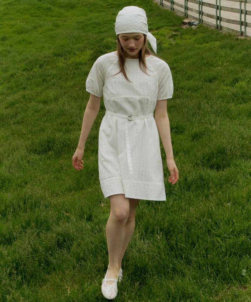 Itove Seoul Boatneck Cotton A-Line Dress White