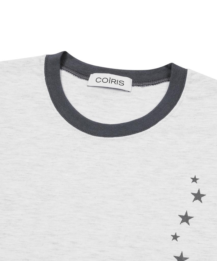 Koiliseu Hotaru Lettering Color Block Ringer Short Sleeve T-Shirt (2 Colors)