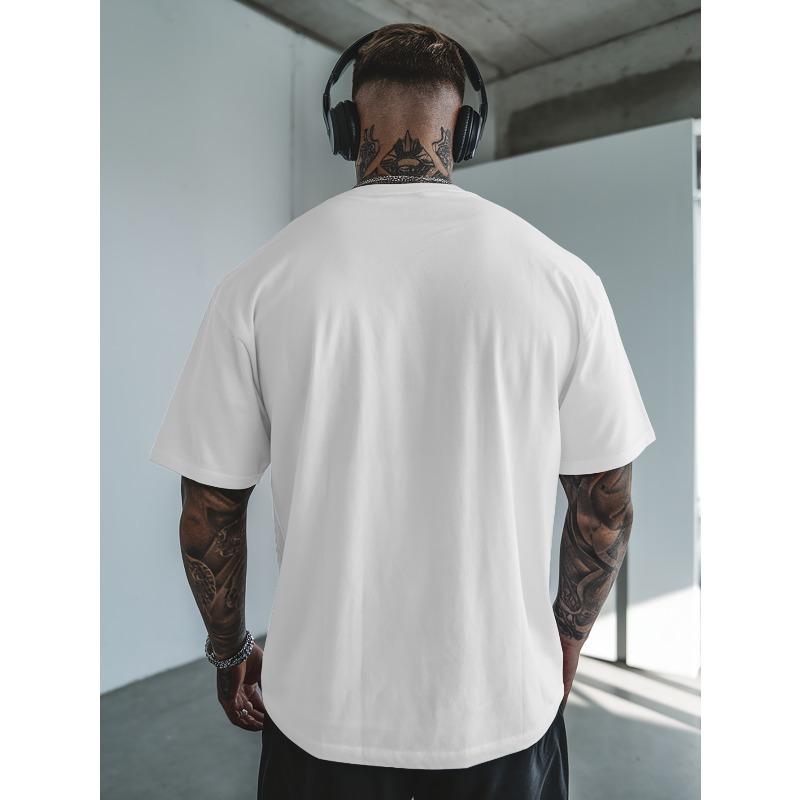 European Size Men's Summer Short-Sleeve T-Shirt with A-Z Letter Print - Round Neck Casual Top, Regular Fit Breathable Spring/Summer Wear