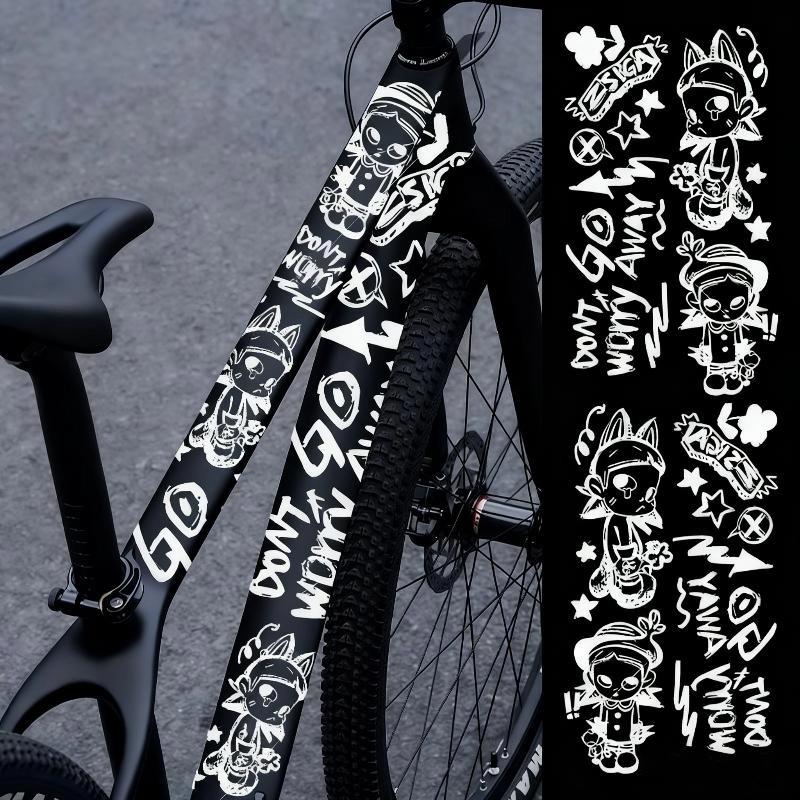1 Set Mtb Racefietsen Frames Sticker Cartoon Diy Reflecterend Waterdicht Fietsstickers Voor Fietsframe Bovenbuis