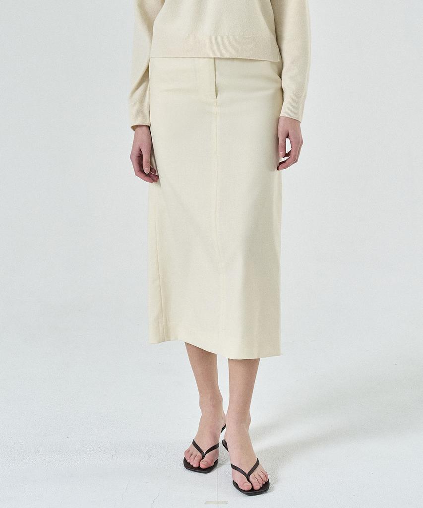 Pilot Deep Slit Wool Skirt (2 Colors)