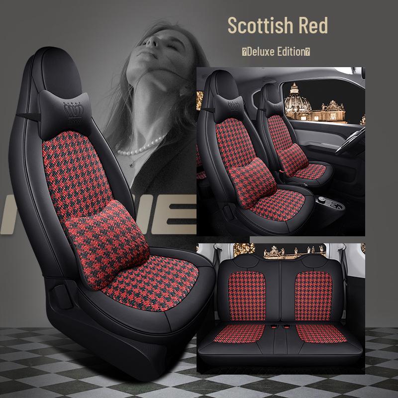 ST Houndstooth Seat Cover for Wuling Hongguang MiniEV - Full Wrap, All-Season Cushion