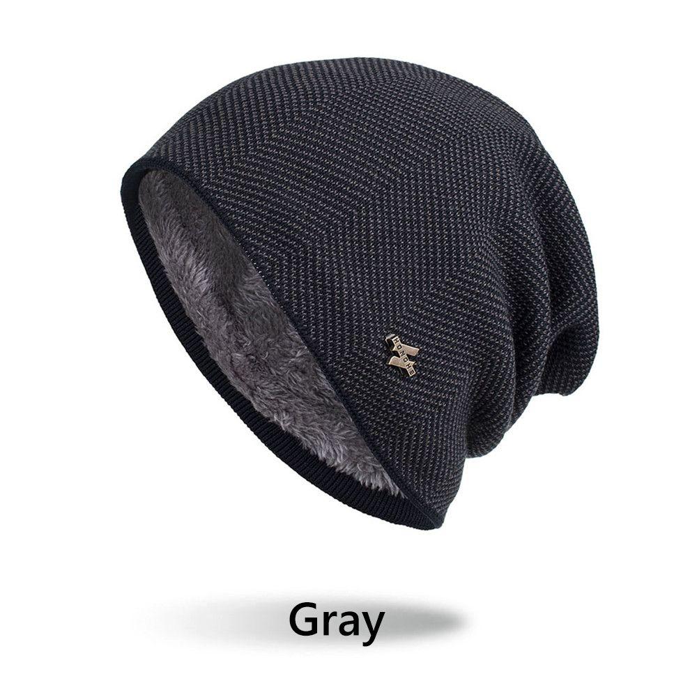 Unisex Solid Gorros Skullies Winter Warm Hat Men's Knitted Hat Thick Fleece Hat Casual Beanies