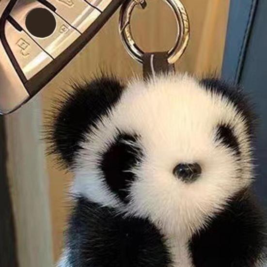 Yousheng 1/2Pcs Plush Panda Keychain Pendant Wallet Key Ring Car Key Holder Lightweight Soft Bag Pendant Panda Key Ring