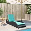 Black Sun Lounger with Cushions 60 X 205 X 73 Cm Poly Rattan