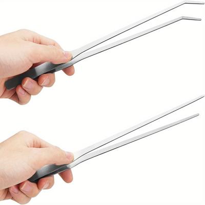 2ST Lång akvariepincett Rak och böjd pincett Reptilmattång Terrarium Aquascape Tools Matare för tanktillbehör