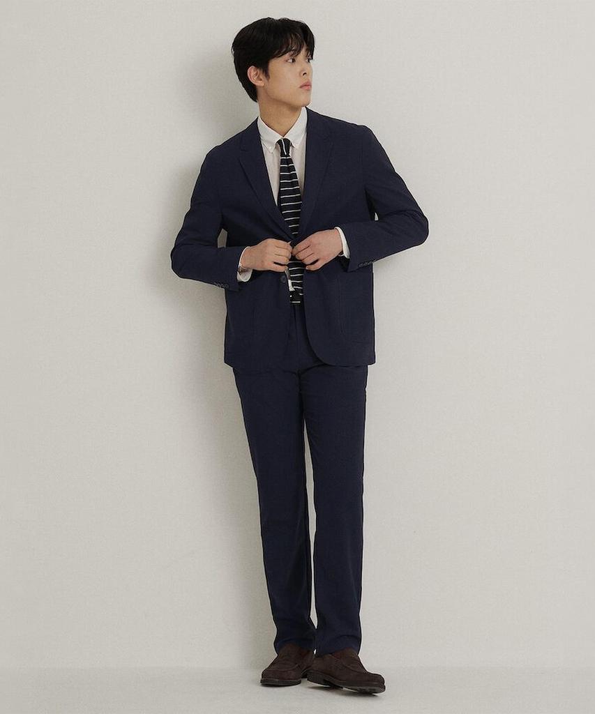 Binpolmen Seersucker Solid Setup Standard Fit Pants Navy