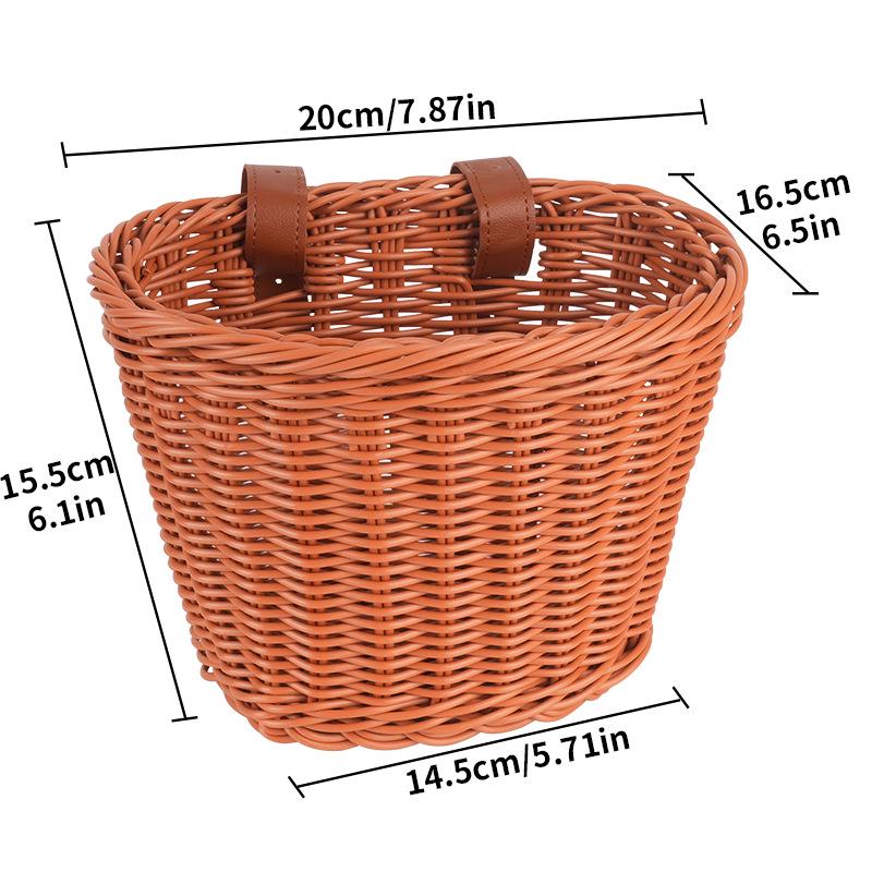 Children's Retro Rattan Bike Basket with Bell, Stickers, and Handlebar Tassels - Bicycle Accessories