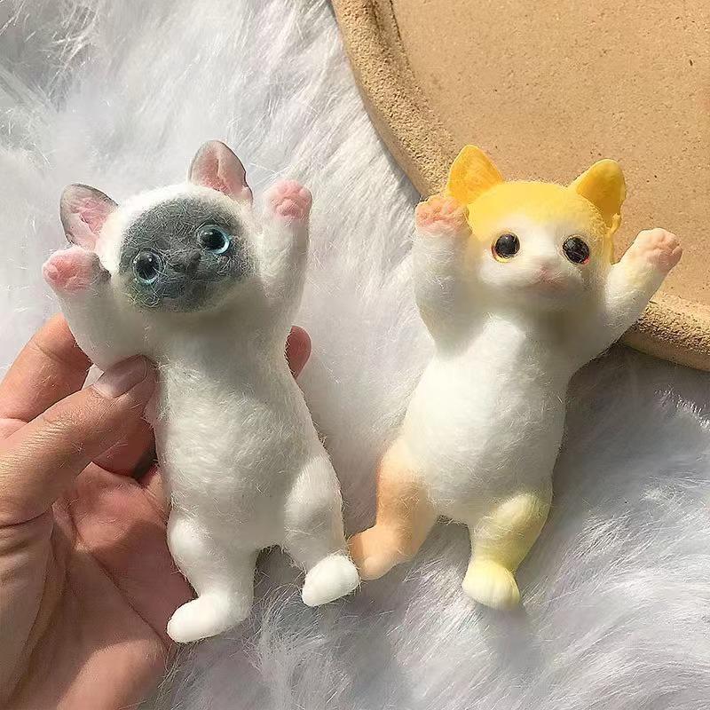 Taba Squishy hračka mačka - Realistická nadýchaná lepkavá hračka na uvoľnenie stresu, Mäkká simulácia mačky na stláčanie pre dospelých deti Darček