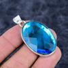 Blue Topaz Gemstone Handmade 925 Sterling Silver Jewelry Pendant 1.97" M-3247