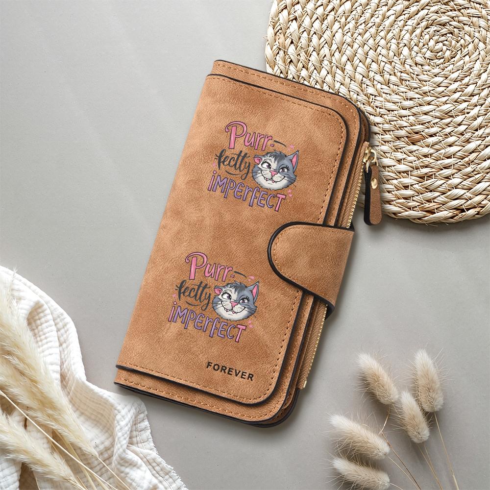 Cute Cat Print Wallet for Women Large Capacity PU Leather Purse Multi Card Slots Fashion Long Wallet