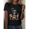 Tricou cu imprimeu model craniu pentru Halloween pentru femei Tricou cu model craniu cu mânecă scurtă Îmbrăcăminte Top Tricou Cămașă de vară pentru femei și fete