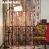 1PC Modern Retro Peony Printed Transparent Sheer Window Curtain for Living Room Bedroom Home Decor