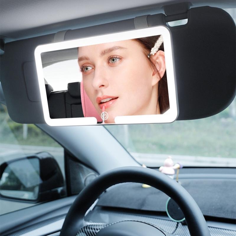 1 Pièce Femmes Rechargeable Lumière d'Appoint Mince Miroir de Courtoisie Miroirs Intérieurs de Voiture Plaque Pare-Soleil Led Miroir de Maquillage HD Pour Filles