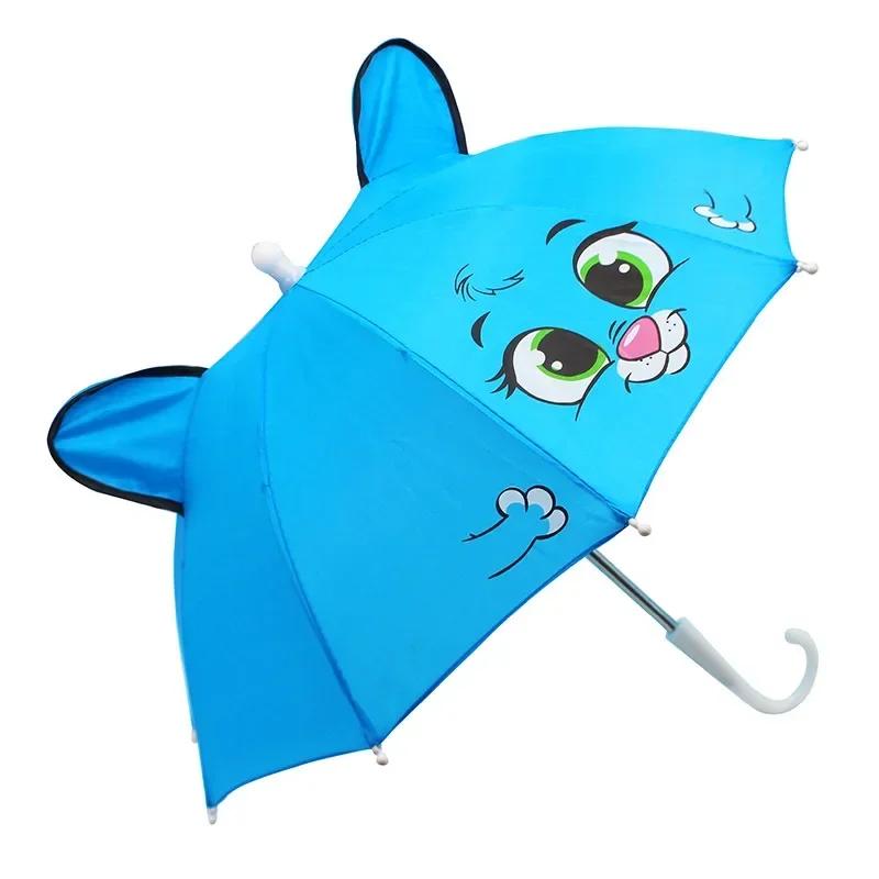Kreativer Mini-Kinder-Regenschirm mit langem Griff, süßer Cartoon-Regenschirm, 1–3 Jahre alt, Ohren-Regenschirm, Requisiten, Mini-Tanzspielzeug-Regenschirm