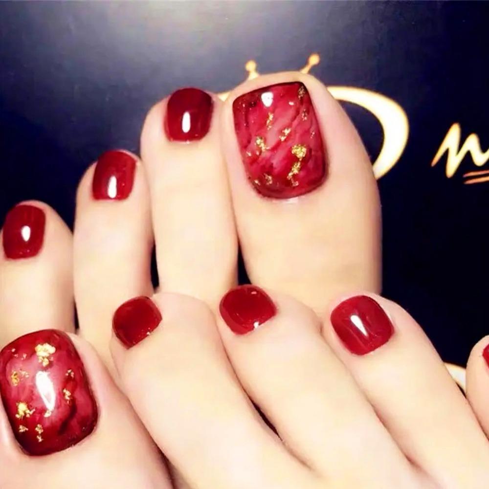 Faux Fingernails False Toe Nails Square Head Press On Nails Fashion Fake Toenails Women