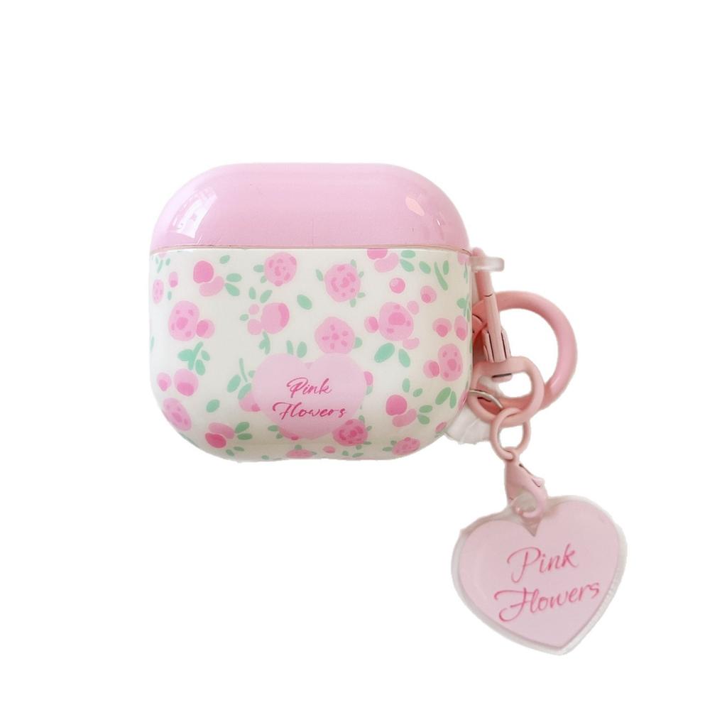 Korean Pink Small Floral AirpodsPro1 Earphone Case for Apple 1/1/1 Generation Wireless Bluetooth Case