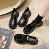 Lace-up Small Leather Shoes for Women's British Style New Versatile Sweet and Cool Mary Jane Thick-soled Heightening Jk Shoes