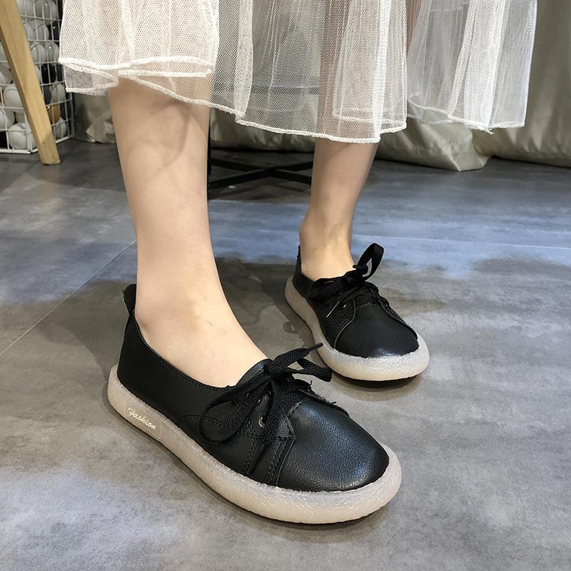 Fashion Woman Pu Leather Solid Flat Shoes Women's Sneakers Lace Up Slip on Casual Fashion Shoes 2024 New