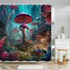 Fantasy Pilz Duschvorhänge Märchenwald Baum Gothic Paneel Dschungel Grün Zen Fluss Badezimmer Dekor Duschvorhang mit Haken