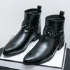 Fashion New Fashion Male Pointed Punk Rivet Chelsea Motorcycle Ankle Boots Men Designer Casual High Top Platform Shoes Zapatos Hombre