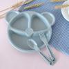 1 Set Baby Bowl Spoon Fork Feeding Tableware BPA Free Cartoon Bear Kids Plates Eating Dinnerware Anti-Heat Training Plate