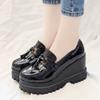 Men Women Loafers Flat Thicken Soled Tassel Japannned Leather Wedges Derby Shoes Woman Flats Fringe Platform Muffins