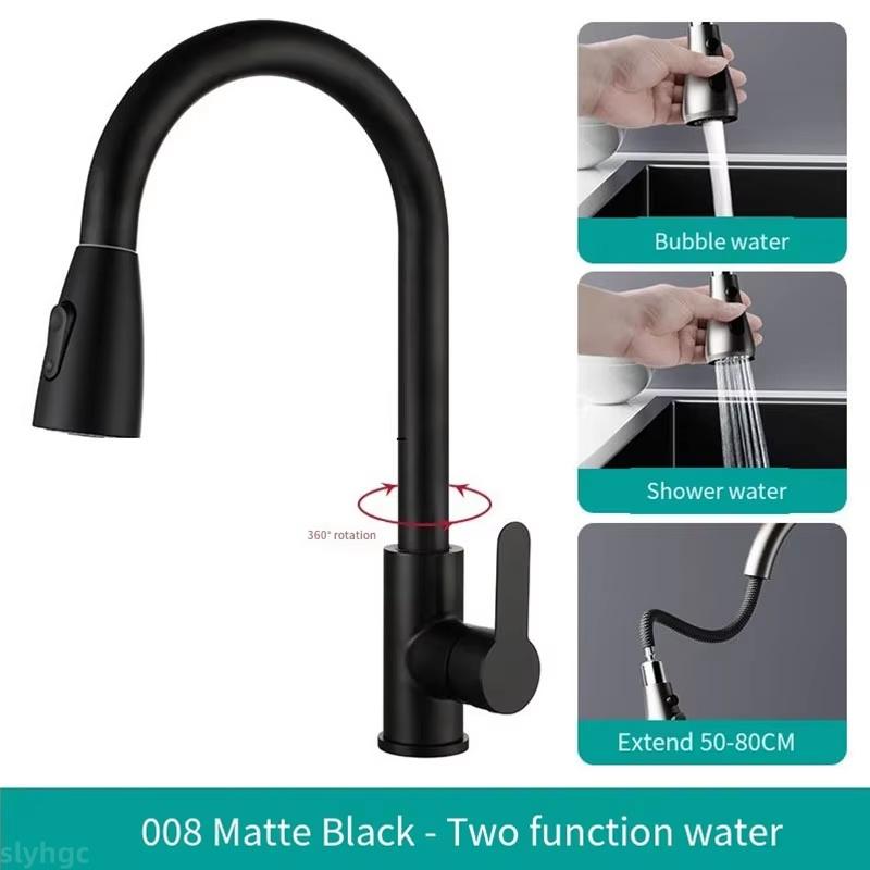 304 Stainless Steel Pull-out Automatic Rebound Dual-mode Water Outlet Faucet Wash Basin Kitchen Hand Washing Faucet