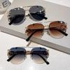 Sluneční brýle Dámské Luxusní Bezrámové Vintage Módní Brýle Lunette Oversized Stínítka De Soleil Femme Gafas De Sol Mujer Lentes