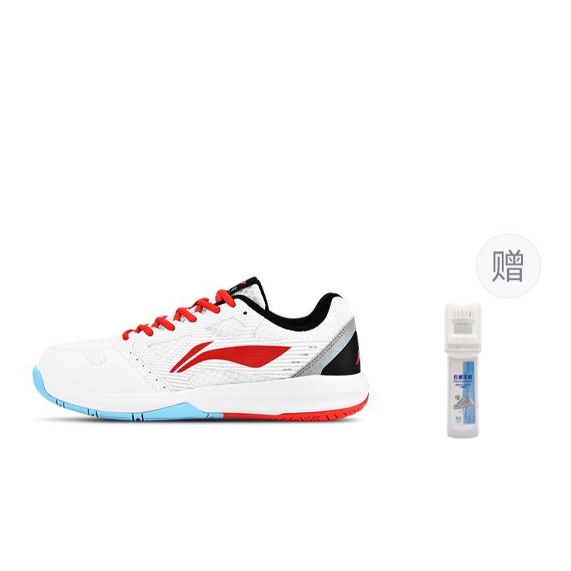 Li Ning Light Feather Abrasion Resistant Low Top Badminton Shoes Unisex White Red AYTT035-1