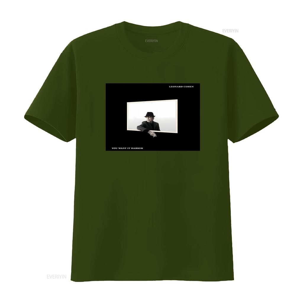 LEONARD COHEN T SHIRT you want it darker vinyl cd cover SMALL MEDIUM LARGE XL vintage Washed Top For Everyday Wear