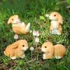 Yousheng 4 Pcs Mini Rabbit Statues Resin Miniature Bunny Figurines Easter Decor Rabbit Sculptures for DIY Crafts Fairy Garden Spring Table Decor