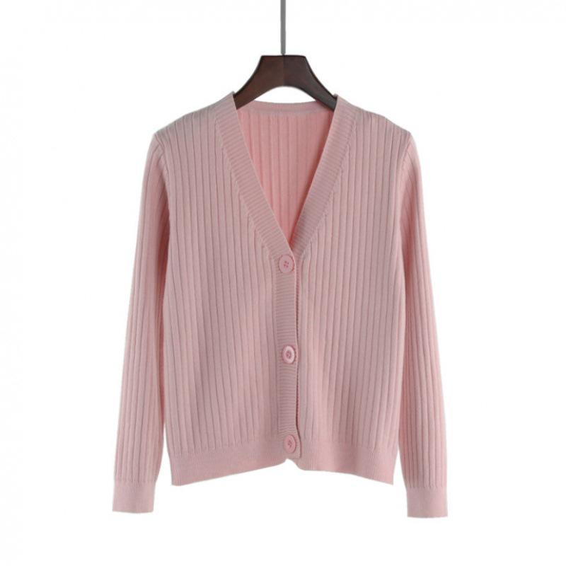 V-Neck Knitted Cardigan: Retro Hong Kong Style Sweater for Spring & Autumn, Long Sleeve Short Jacket for Women
