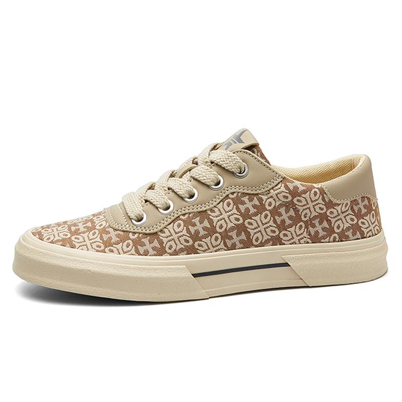 Frühling Neue Herrenschuhe Modische und Vielseitige Nischen-Freizeit-Herren-Canvas-Schuhe Bedruckte Low-Top-Flachschuhe