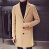 Men Suit Coat Lapel Long Sleeve Solid Color Mid-length Suit Jacket Slim Fit Single-Breasted Autumn Winter Woolen Coat