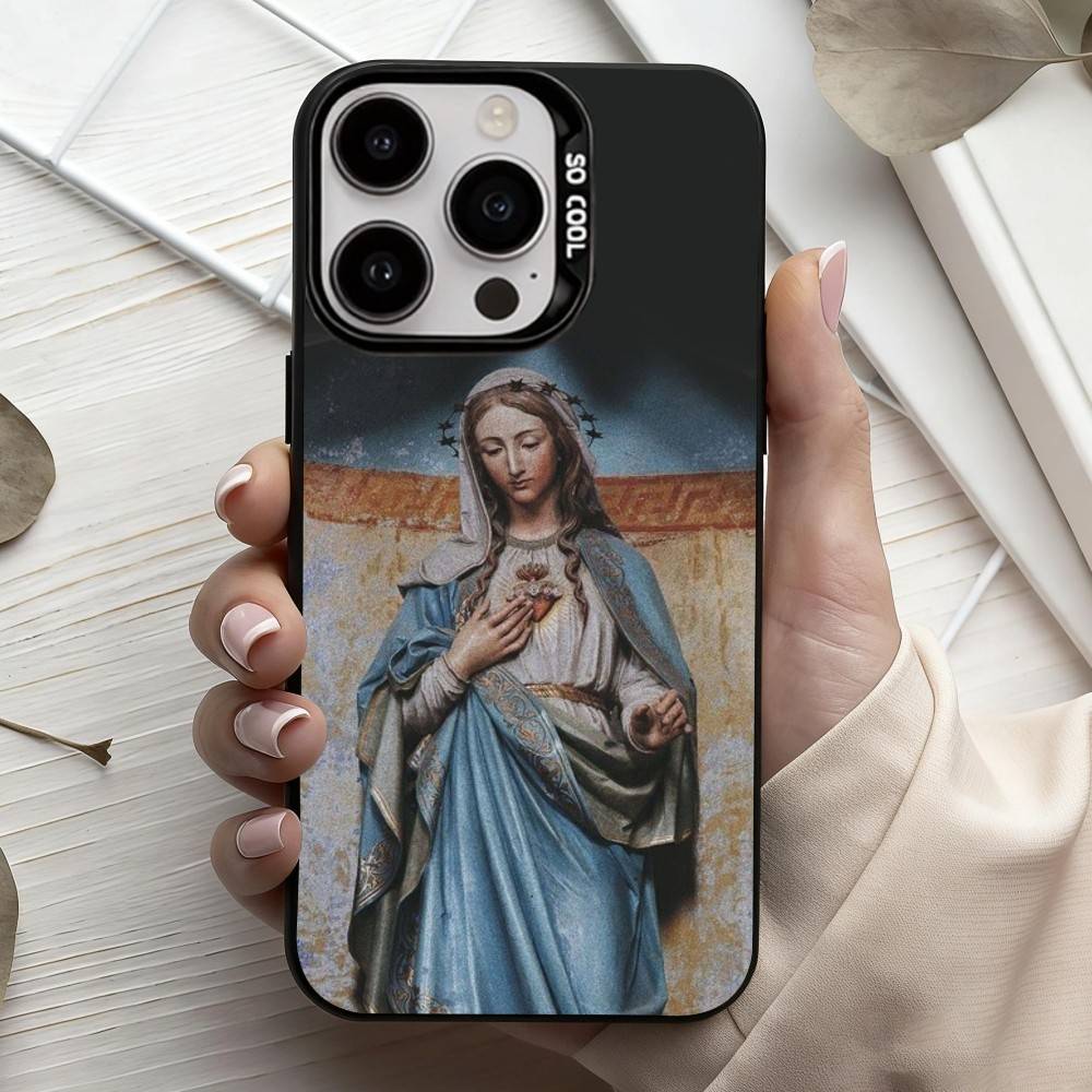 Virgin De Guadalupe Phone Case For iPhone17,16,15,14,13,12,11 Plus,Pro Max Black Candy Silver Phone Case