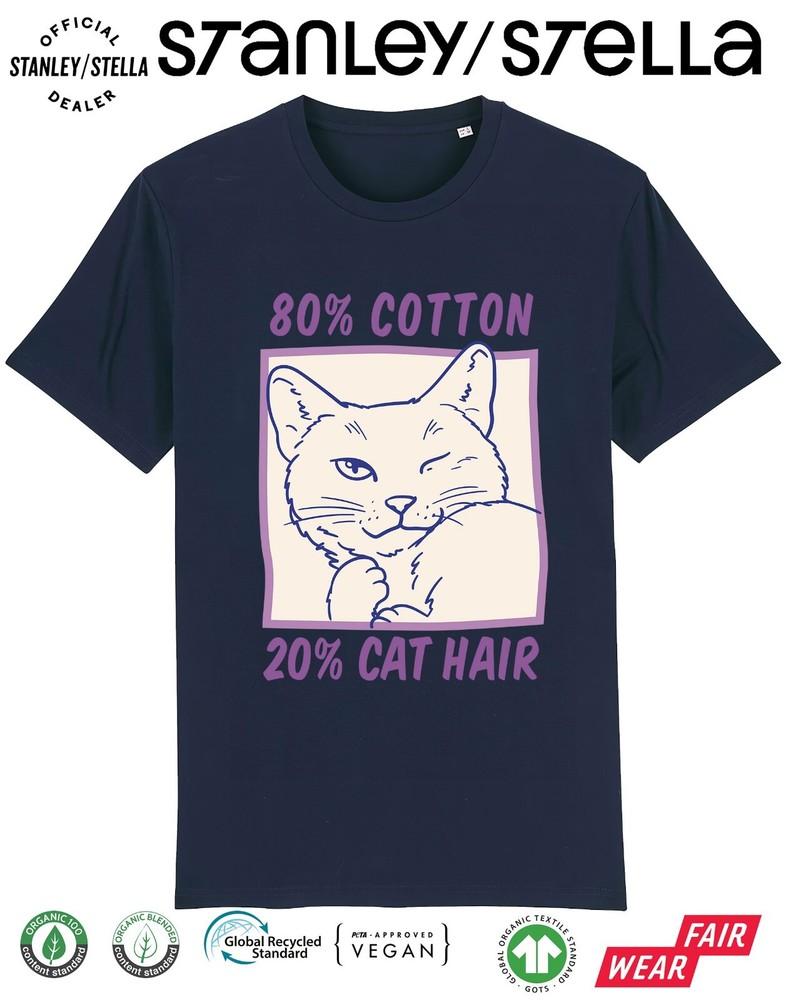 80% Cotton 20% Cat Hair T-Shirt Funny Kids Pet Gift /  Top
