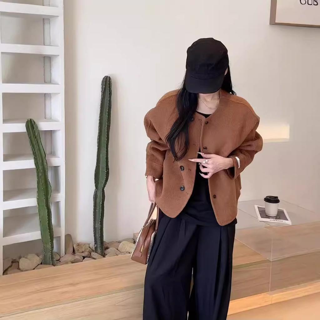 New Double-sided Wool Coat Shorts Korean Style Loose Small Simple Woolen Coat