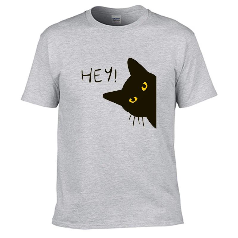 Say Hey Cat Pattern Printing Men Women Print T-shirt Streetwear Fashion Tops Sportswear